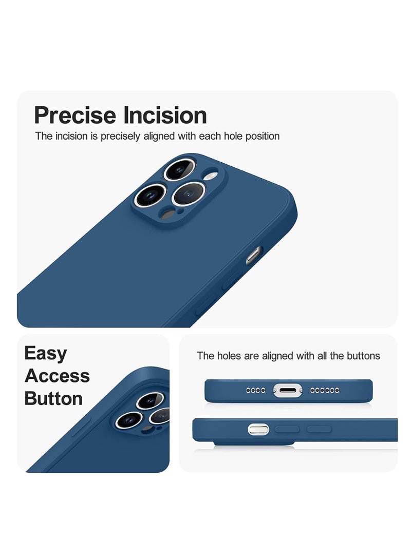 ELTRAZONE حافظة حماية سيليكون، متوافقة مع آيفون 14 برو ماكس 6.7 “، حماية كاملة للجسم، حافظة سيليكون سائلة ناعمة مقاومة للصدمات (أسود/أزرق بحري) - Image 4