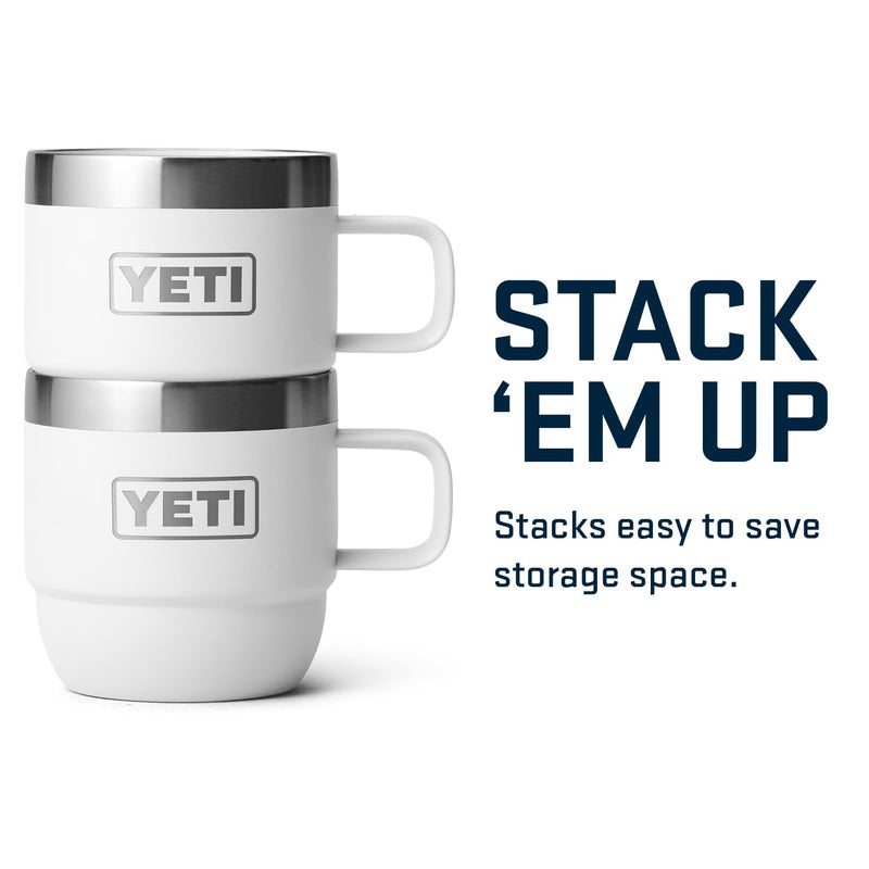 YETI كوب ييتي رامبلر سعة 6 أونصات قابل للتكديس، فولاذ مقاوم للصدأ، معزول بالفراغ، كوب إسبريسو/قهوة، عبوة من 2، أبيض - Image 5