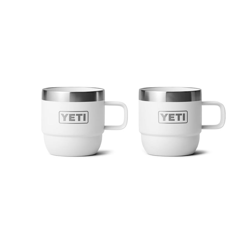 YETI كوب ييتي رامبلر سعة 6 أونصات قابل للتكديس، فولاذ مقاوم للصدأ، معزول بالفراغ، كوب إسبريسو/قهوة، عبوة من 2، أبيض - Image 1
