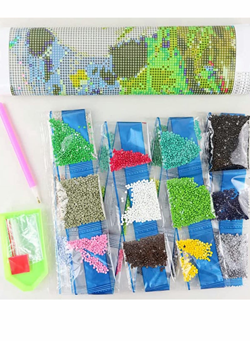 5D مجموعة رسم الماس DIY للأطفال والبالغين، فخر كامل فن الكريستال حبات الحرف، مناسبة للمبتدئين، ديكور جدار المنزل، هدية العطلات (تصميم باندا، 16 × 12 بوصة) - Image 2