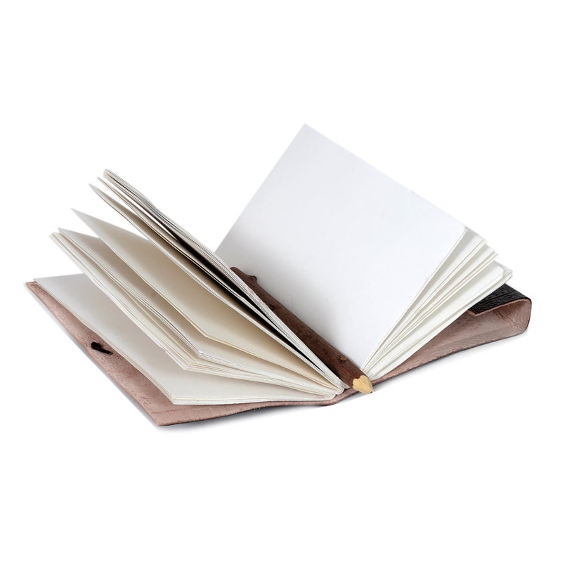 AzureGreen DOUBLE DRAGON Blank Page BOOK Handcrafted Leather Writing Unlined 5 x 7 JOURNAL (Brown) - Image 4