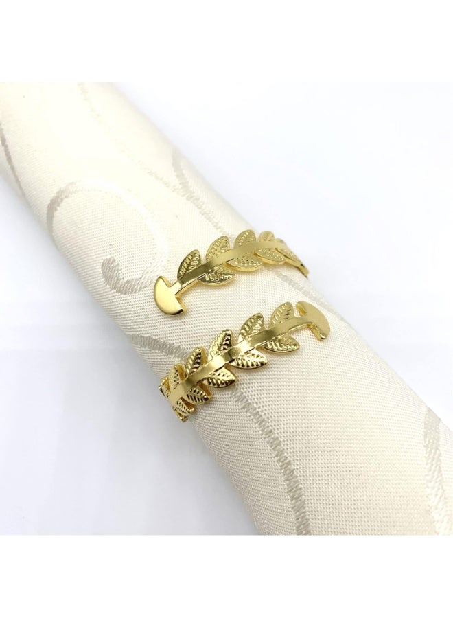 Relex Gold Napkin Rings, Gold Leaf Napkin Holder Ring for Table Setting, 8Pcs Boho Napkin Rings Set for Dinner Party, Valentines Day, Family Gatherings, Wedding, Table Decorations - Image 4