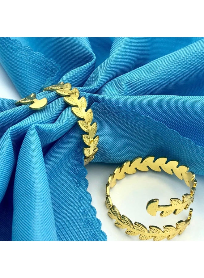 Relex Gold Napkin Rings, Gold Leaf Napkin Holder Ring for Table Setting, 8Pcs Boho Napkin Rings Set for Dinner Party, Valentines Day, Family Gatherings, Wedding, Table Decorations - Image 3