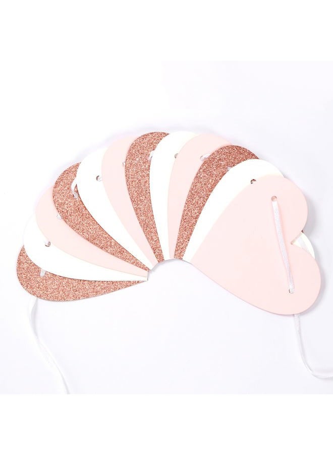 burgleda Rose-Gold Light Pink-White Party-Decorations Heart-Garland - 40ft Valentines Glitter Streamers Banner,Galentines Women Romantic Special Night Wedding Bachelorette Birthday Backdrop Decor Burgleda - Image 3