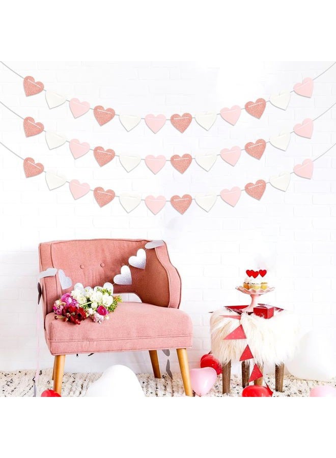 burgleda Rose-Gold Light Pink-White Party-Decorations Heart-Garland - 40ft Valentines Glitter Streamers Banner,Galentines Women Romantic Special Night Wedding Bachelorette Birthday Backdrop Decor Burgleda - Image 5