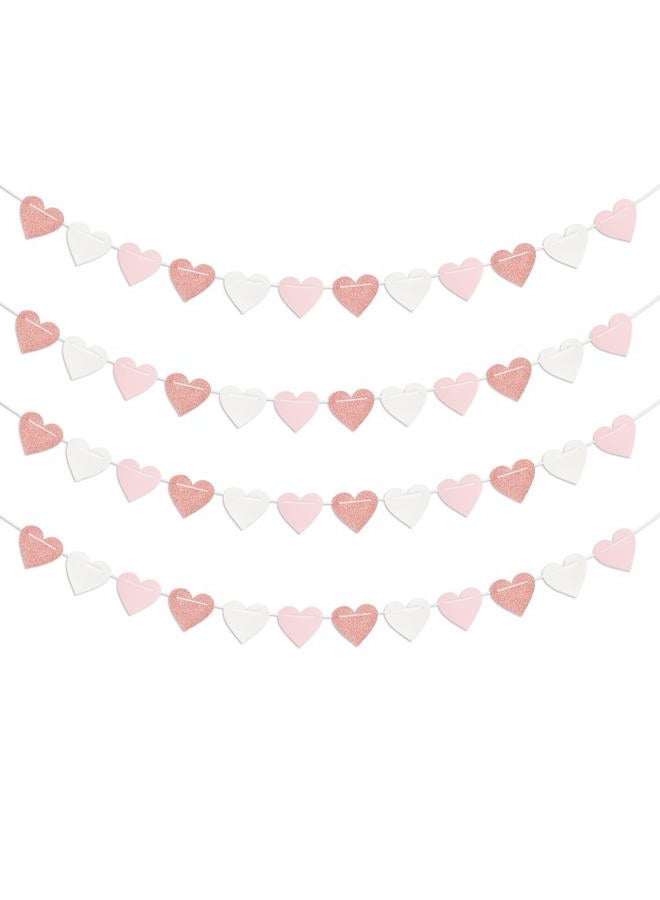 burgleda Rose-Gold Light Pink-White Party-Decorations Heart-Garland - 40ft Valentines Glitter Streamers Banner,Galentines Women Romantic Special Night Wedding Bachelorette Birthday Backdrop Decor Burgleda - Image 1