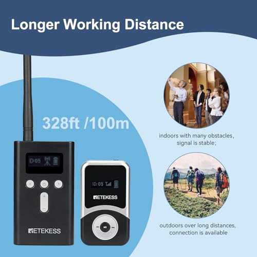 Retekess T130S Wireless Tour Guide System, Church Translation System, Wireless Microphone, 100m/328ft, Compatible with T130, Tour Guide Headsets for Plant,School (2TX 30RX) - Image 3