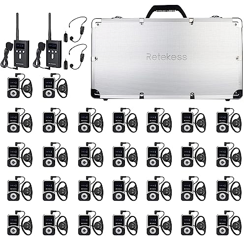 Retekess T130S Wireless Tour Guide System, Church Translation System, Wireless Microphone, 100m/328ft, Compatible with T130, Tour Guide Headsets for Plant,School (2TX 30RX) - Image 1