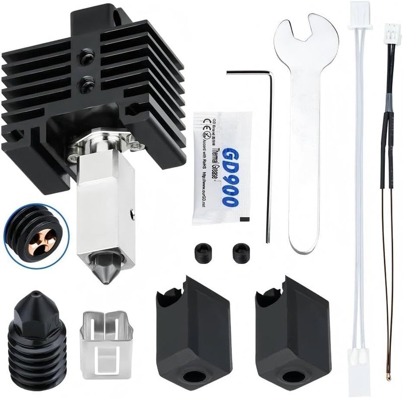 KASTWAVE Hotend Hardened Steel Nozzle, Up to 500°C, Plated Copper Heater Block with CHT Brass Nozzle 0.4mm Compatible with Bambulab X1 / X1 Carbon Combo P1P 3D Printer - Image 1