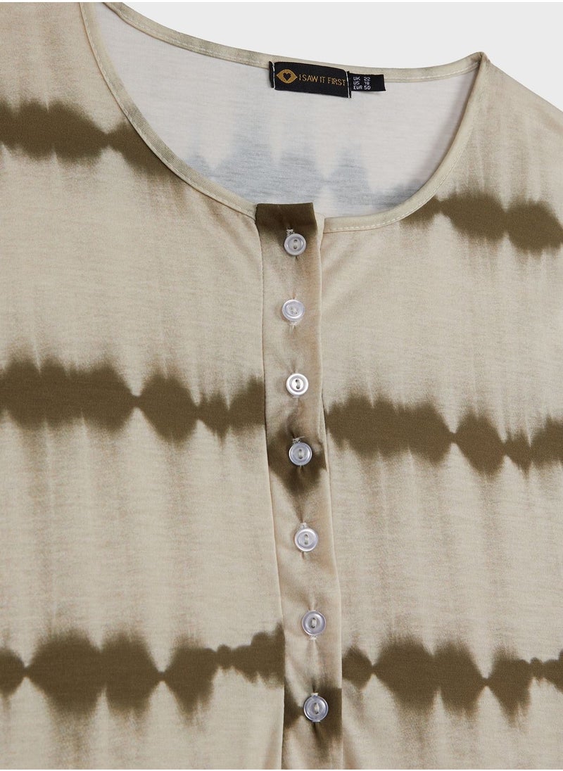 I Saw It First Curve - Nude Plus Tie Dye Button Front Long Sleeve Bodysuit - Image 1