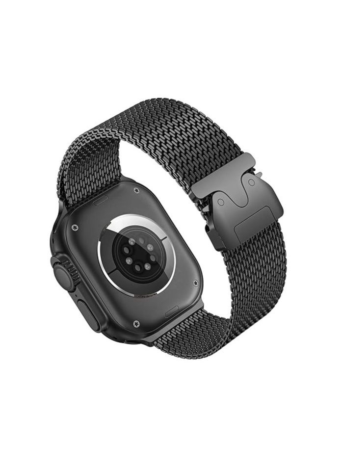 Generic - Milanese Mesh Loop Band Compatible with Apple Watch Ultra 1/2 49mm 46mm 45mm 44mm 42mm Men Women, Designer Parachute-Style Metal Buckle Adjustable Strap for iWatch SE Series 10 9 8 7 6 5 4 3 2 1 SE - Image 1