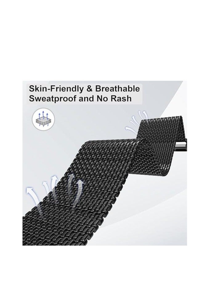 Milanese Mesh Loop Band Compatible with Apple Watch Ultra 1/2 49mm 46mm 45mm 44mm 42mm Men Women, Designer Parachute-Style Metal Buckle Adjustable Strap for iWatch SE Series 10 9 8 7 6 5 4 3 2 1 SE - Image 3