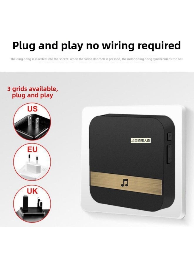 Generic Graffiti Smart Low Power Wireless Video Doorbell Intercom Mobile Phone Monitoring Wifi Doorbell Tuya Waterproof Base-Body Color:Black European Ding Dong  - Image 1