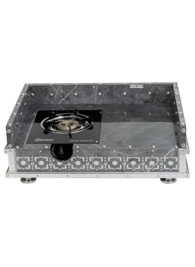 AL SANIDI Heritage wooden charcoal grill, Heating stove, Gray, Size 55*75 Cm  - Image 1
