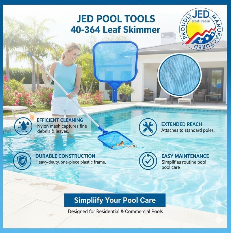 Jed Pool Skimmer Head – Durable Swimming Pool Leaf Skimmer Net for Cleaning Leaves, Debris & Dirt, Heavy Duty Pool Cleaning Tool Compatible with Standard Telescopic Poles for Pool Maintenance - Image 4
