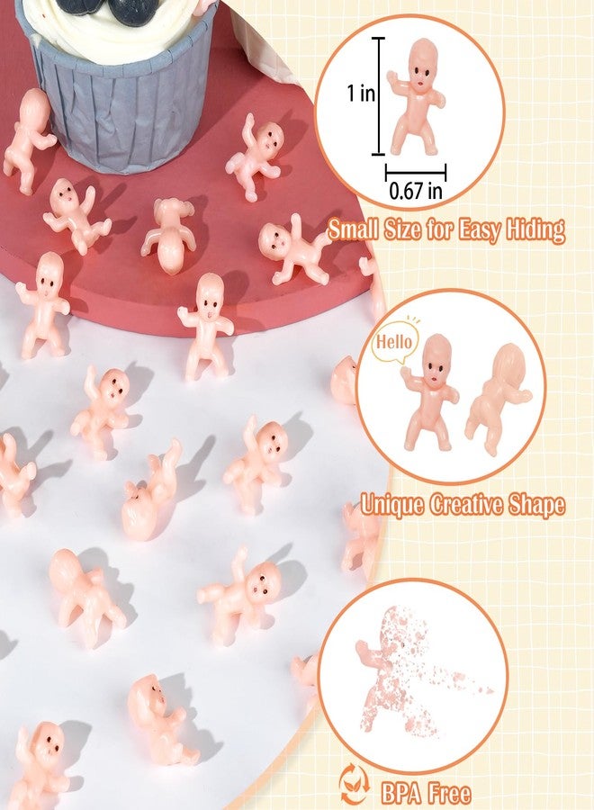 ZYFLSQ 120 Pcs Mini Babies for Baby Shower Games, 1 Inch Tiny Plastic Babies Bulk for My Water Broke Ice Cube, Mardi Gras King Cake Baby Figurines, Hide Hunt Games, Party Decorations Favors(White) - Image 2