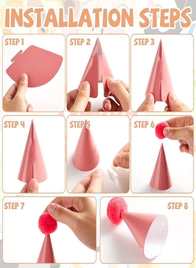 Lonfliness 48Pcs Mini Pastel Birthday Party Hats for Stuffed Animals 3Inch Adjustable Cone Caps with DIY Pom Poms Colorful Mini Party Hats Pets Dolls Kids Small Pastel Birthday Decorations Kit for Holidays - Image 4