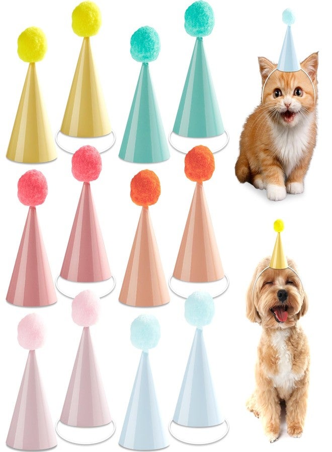 Lonfliness 48Pcs Mini Pastel Birthday Party Hats for Stuffed Animals 3Inch Adjustable Cone Caps with DIY Pom Poms Colorful Mini Party Hats Pets Dolls Kids Small Pastel Birthday Decorations Kit for Holidays - Image 1