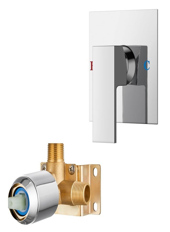 Airuida Square Single-Function Brass Faucet Shower Rough-in Valve Male Thread Bathroom Trim Kit Single Handle Tub Shower Valve 4.3 Inch Cover Plate Chrome Polish - Image 1