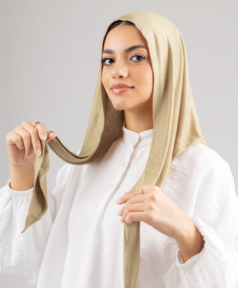 Luxurious Cotton Lycra Wrap Scarf — Sand Beige