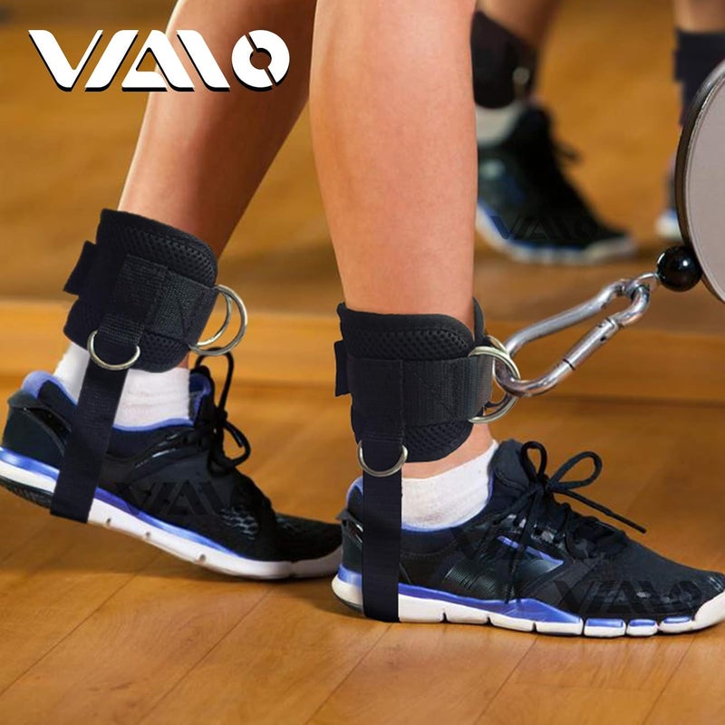 VAIIO أحزمة كاحل لآلات الكابل، قابلة للتعديل ومريحة من النيوبرين، حلقة دائرية مزدوجة معززة - أصفاد كاحل متميزة لتحسين عضلات البطن، رفع المؤخرة، تنسيق الساقين للرجال والنساء - Image 5