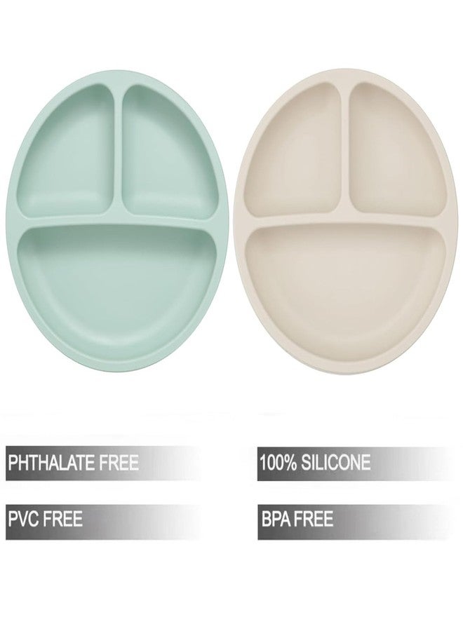 PandaEar Baby Feeding Set| 2 Pack Silicone Divided Suction Plate, 2 Set Toddler Spoons & Forks| Baby Led Weaning Supplies Self Feeding Eating Utensils - Image 2