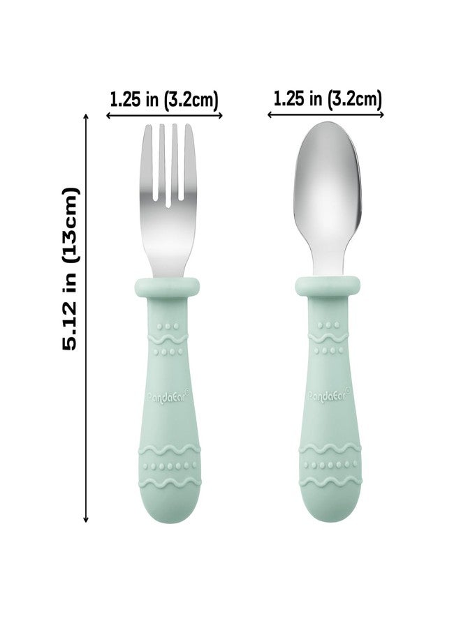 PandaEar Baby Feeding Set| 2 Pack Silicone Divided Suction Plate, 2 Set Toddler Spoons & Forks| Baby Led Weaning Supplies Self Feeding Eating Utensils - Image 5
