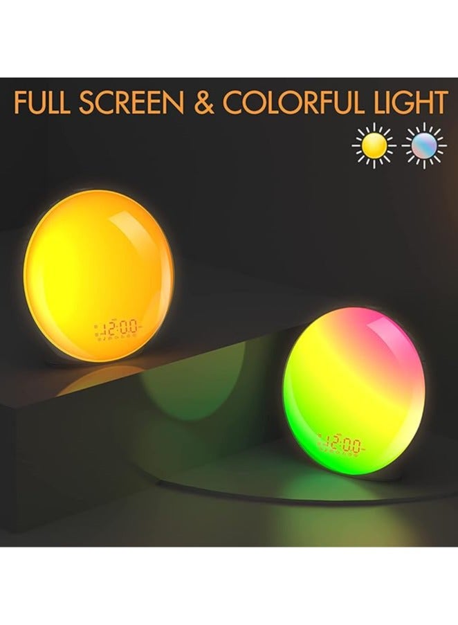 general Wake-up Light Sunrise Alarm Clock for Heavy Sleepers, Bedroom, Full Screen Clock Radio with Sunrise Simulation, 3 Light Modes, Snooze, Double Alarm Clock, 8 Nature Sounds, Perfect for Gifting - Image 3