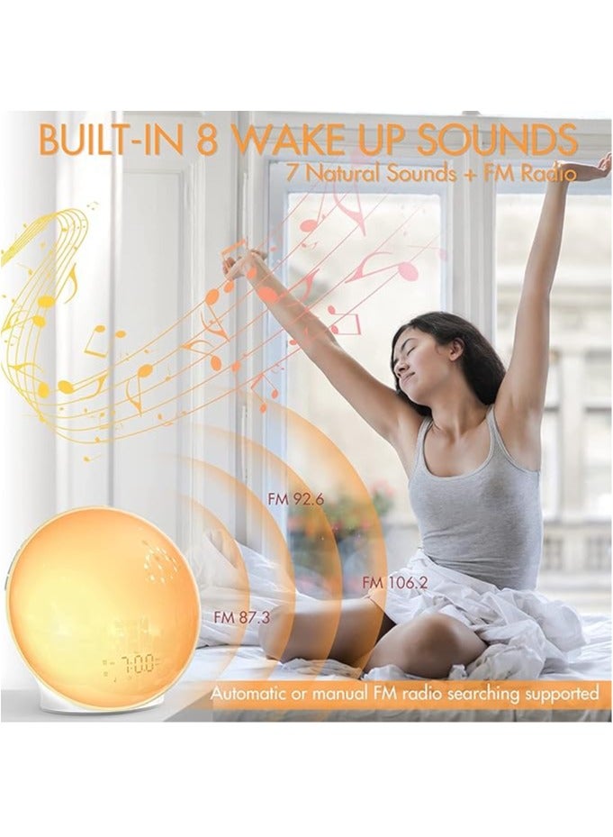 general Wake-up Light Sunrise Alarm Clock for Heavy Sleepers, Bedroom, Full Screen Clock Radio with Sunrise Simulation, 3 Light Modes, Snooze, Double Alarm Clock, 8 Nature Sounds, Perfect for Gifting - Image 5