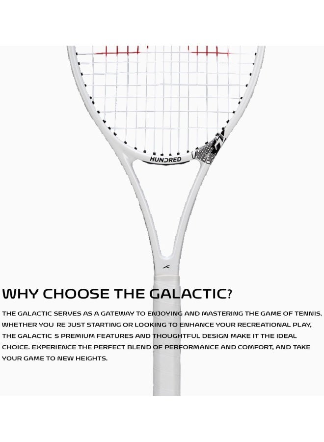 HUNDRED Galactic Strung Tennis Racket With Full Cover | 4 Points Head Light | Grip Size 2 (4 1/4 Inches) | 275 Grams (White/Black) - Image 5