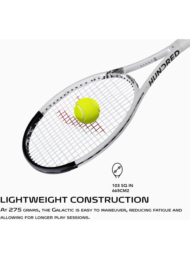 HUNDRED Galactic Strung Tennis Racket With Full Cover | 4 Points Head Light | Grip Size 2 (4 1/4 Inches) | 275 Grams (White/Black) - Image 4
