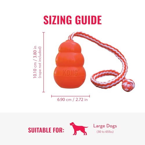 KONG Aqua Fetch Toy for Dogs, Durable Natural Rubber Floating Retrieval Toy, Rope for Long Distance Throw, for Water Play, Training, Chase, Toss, Supports Healthy Exercise, Large - Image 4