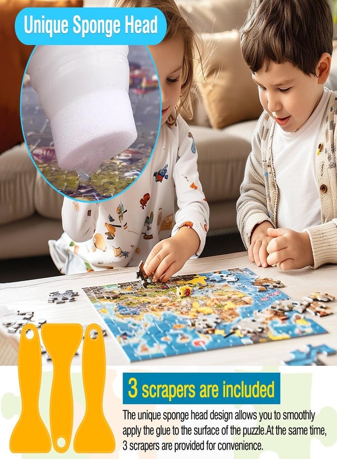 Fchowwn 2 * 120ml/4.06fl oz Jigsaw Puzzle Glue Clear,Updated Jigsaw Puzzle Glue with New Sponge Head,Non Toxic and Fast Drying,Easy to Use Adhesive for Preserving Puzzle Art Enrich Your Puzzle Experience - Image 2