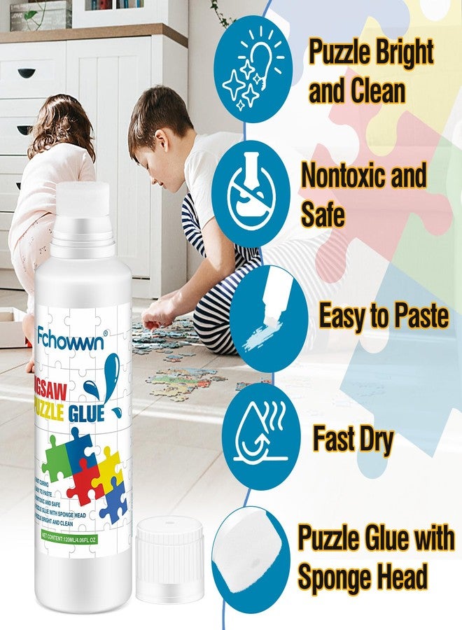 Fchowwn 2 * 120ml/4.06fl oz Jigsaw Puzzle Glue Clear,Updated Jigsaw Puzzle Glue with New Sponge Head,Non Toxic and Fast Drying,Easy to Use Adhesive for Preserving Puzzle Art Enrich Your Puzzle Experience - Image 3