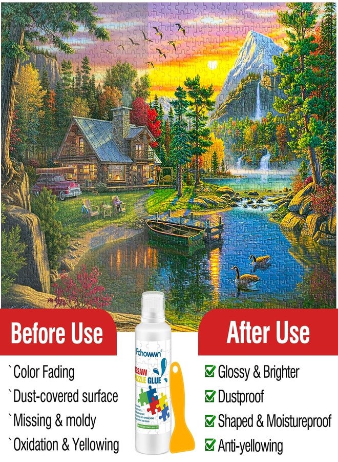 Fchowwn 2 * 120ml/4.06fl oz Jigsaw Puzzle Glue Clear,Updated Jigsaw Puzzle Glue with New Sponge Head,Non Toxic and Fast Drying,Easy to Use Adhesive for Preserving Puzzle Art Enrich Your Puzzle Experience - Image 5