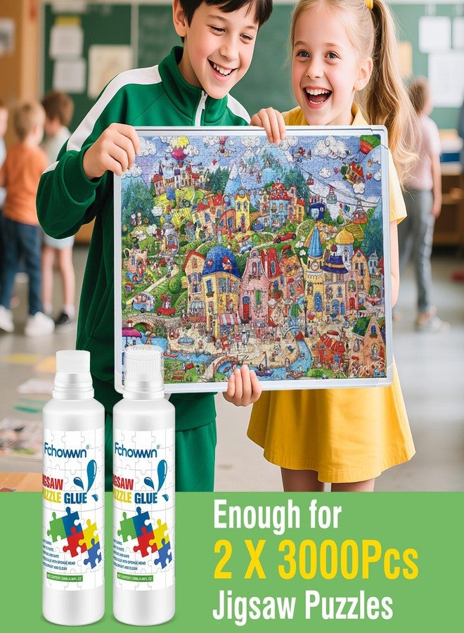 Fchowwn 2 * 120ml/4.06fl oz Jigsaw Puzzle Glue Clear,Updated Jigsaw Puzzle Glue with New Sponge Head,Non Toxic and Fast Drying,Easy to Use Adhesive for Preserving Puzzle Art Enrich Your Puzzle Experience - Image 4