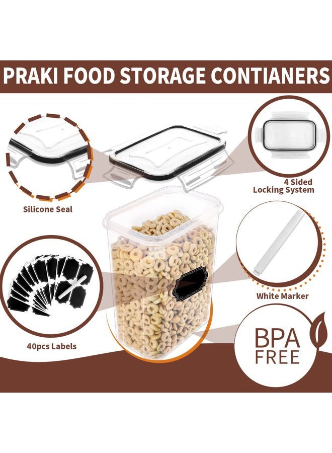 PRAKI Airtight Food Storage Containers Set with Lids - 24 PCS, BPA Free Kitchen and Pantry Organization, Plastic Leak-proof Canisters for Cereal Flour & Sugar - Labels & Marker - Image 3