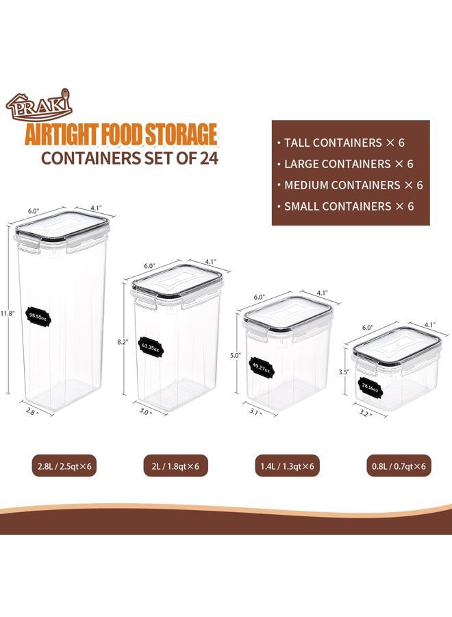 PRAKI Airtight Food Storage Containers Set with Lids - 24 PCS, BPA Free Kitchen and Pantry Organization, Plastic Leak-proof Canisters for Cereal Flour & Sugar - Labels & Marker - Image 2