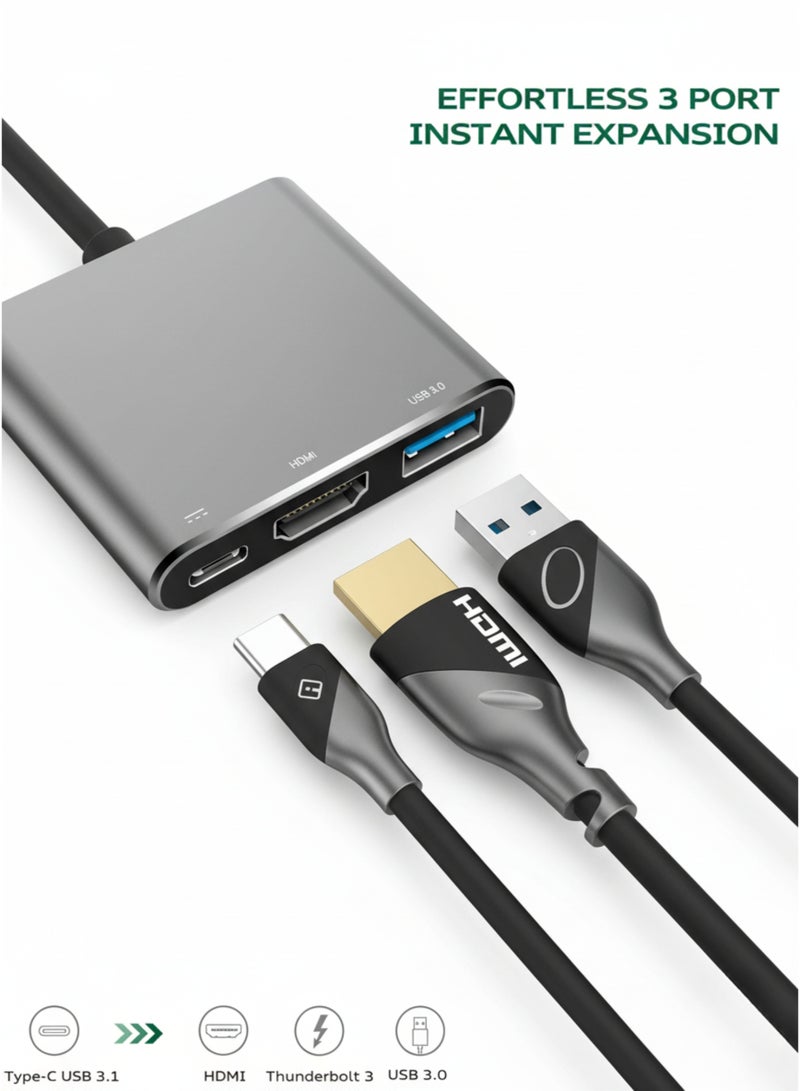 vexa pro USB-C to HDMI Multiport Adapter | 4K HDMI, 60W PD Charging, USB 3.0 Port | Type-C Hub for MacBook, Chromebook, Dell XPS & More - Image 2