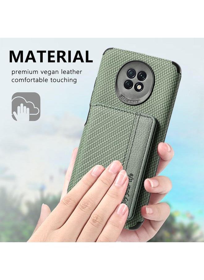 erorex - Case For Xiaomi Redmi Note 9 5G Carbon Fiber Magnetic Card Bag TPU+PU Shockproof Back Cover Case with Holder & Card Slot & Photo Frame - Image 1