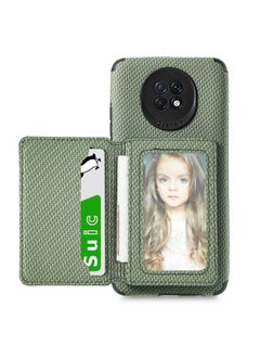 Case For Xiaomi Redmi Note 9 5G Carbon Fiber Magnetic Card Bag TPU+PU Shockproof Back Cover Case with Holder & Card Slot & Photo Frame