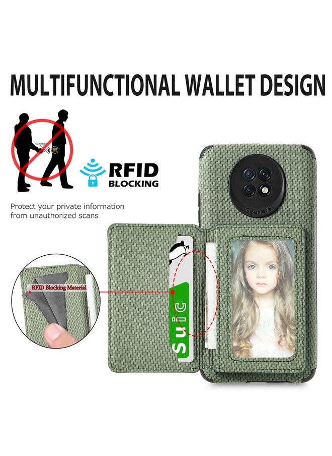 erorex - Case For Xiaomi Redmi Note 9 5G Carbon Fiber Magnetic Card Bag TPU+PU Shockproof Back Cover Case with Holder & Card Slot & Photo Frame - Image 1