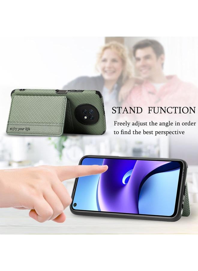 erorex - Case For Xiaomi Redmi Note 9 5G Carbon Fiber Magnetic Card Bag TPU+PU Shockproof Back Cover Case with Holder & Card Slot & Photo Frame - Image 1
