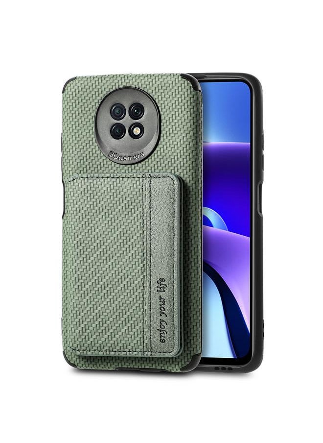 erorex - Case For Xiaomi Redmi Note 9 5G Carbon Fiber Magnetic Card Bag TPU+PU Shockproof Back Cover Case with Holder & Card Slot & Photo Frame - Image 1