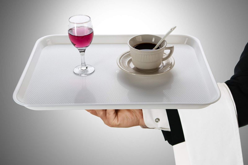 Eslite Rectangular Plastic Serving Trays,Fast Food Serving Cafeteria Trays,17"X13",Set of 6(White) - Image 5