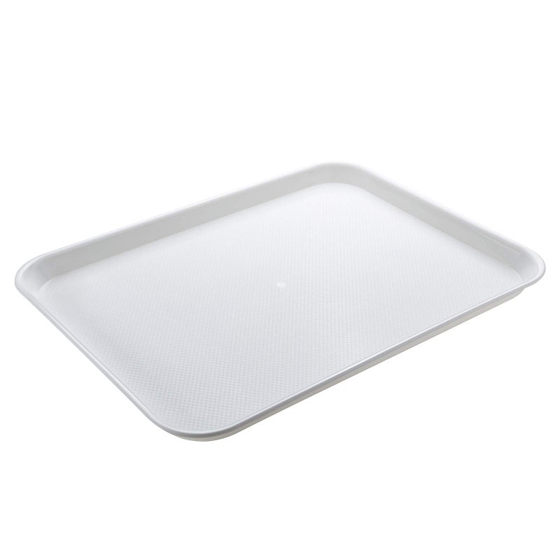 Eslite Rectangular Plastic Serving Trays,Fast Food Serving Cafeteria Trays,17"X13",Set of 6(White) - Image 2