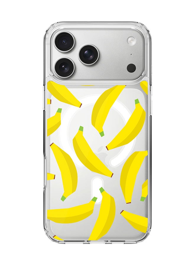 Stylizedd Classic Clear MagSafe Case for iPhone 17 Pro Max , Hybrid Soft Case Flexible Edges Anti Drop TPU PC Gel Thin Transparent Cover [ Designed for iPhone 17 Pro Max ] - Scattered Bananas