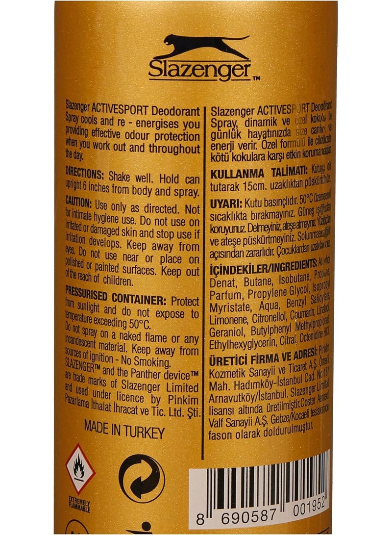 Slazenger GOLD ACTIVE SPORT Deodorant Spray For men 150 ml - Image 4