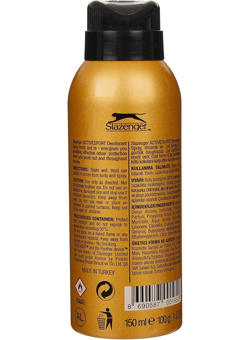 Slazenger GOLD ACTIVE SPORT Deodorant Spray For men 150 ml - Image 3