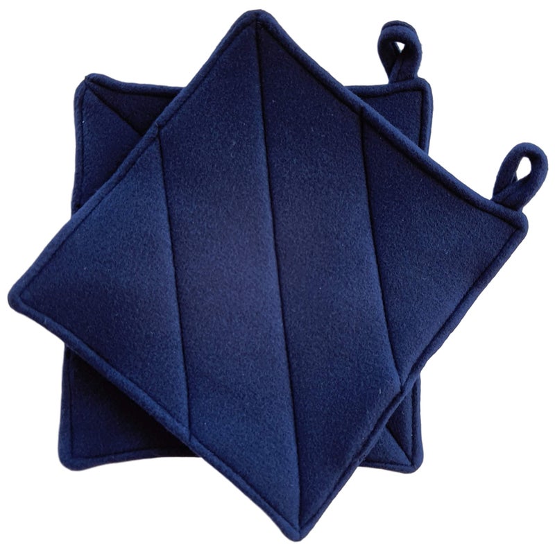 CUSHYSTORE Navy Blue Pot Holders Oven Pads Soft Fabric for Cooking Kitchen 775 2 Pack